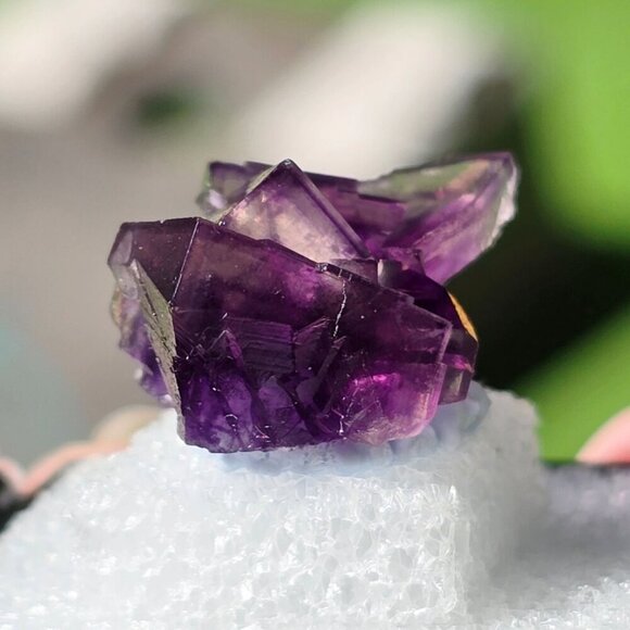 Purple Fluorite ✦ Raw Cube Crystal ✦ 16g Thumbnail Mineral Collector’s Piece - Picture 12 of 17